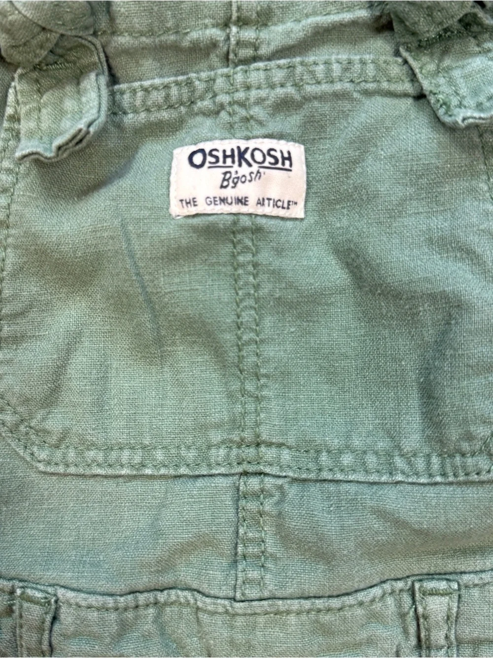 OshKosh B'gosh Linen Viscose Toddler Girls Army Green Shortall Overalls Size 5T